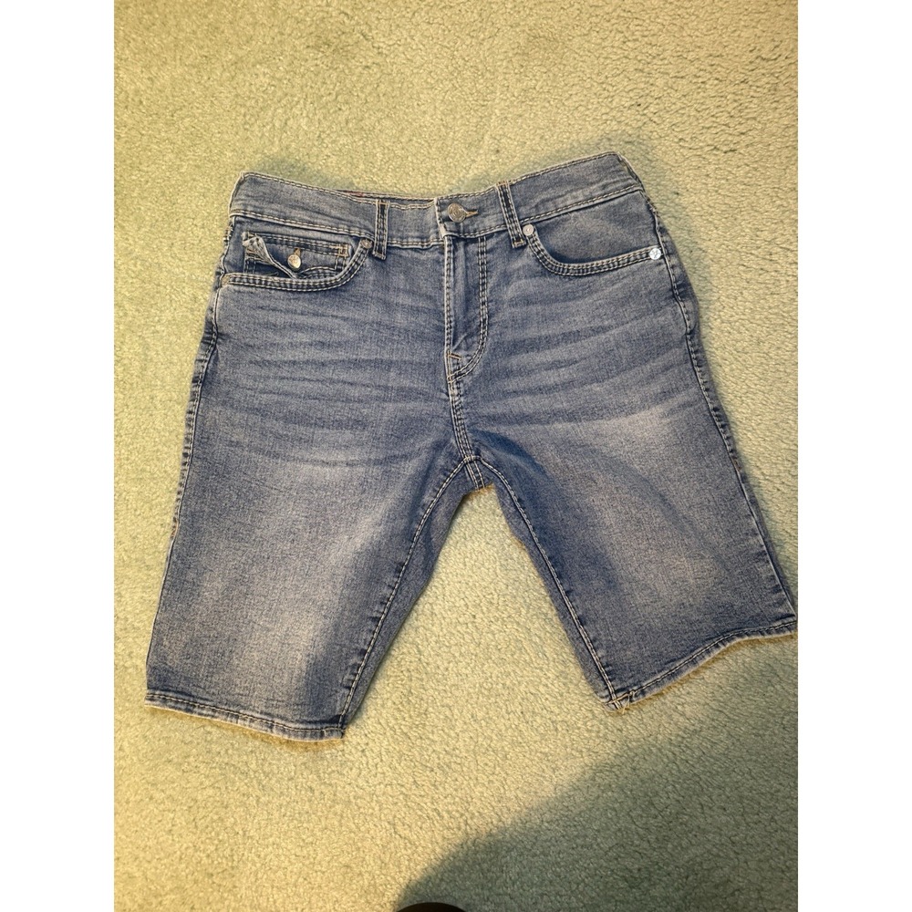 Authentic True Religion Men's Size 32 Ricky Blue Wash Denim Summer Shorts
